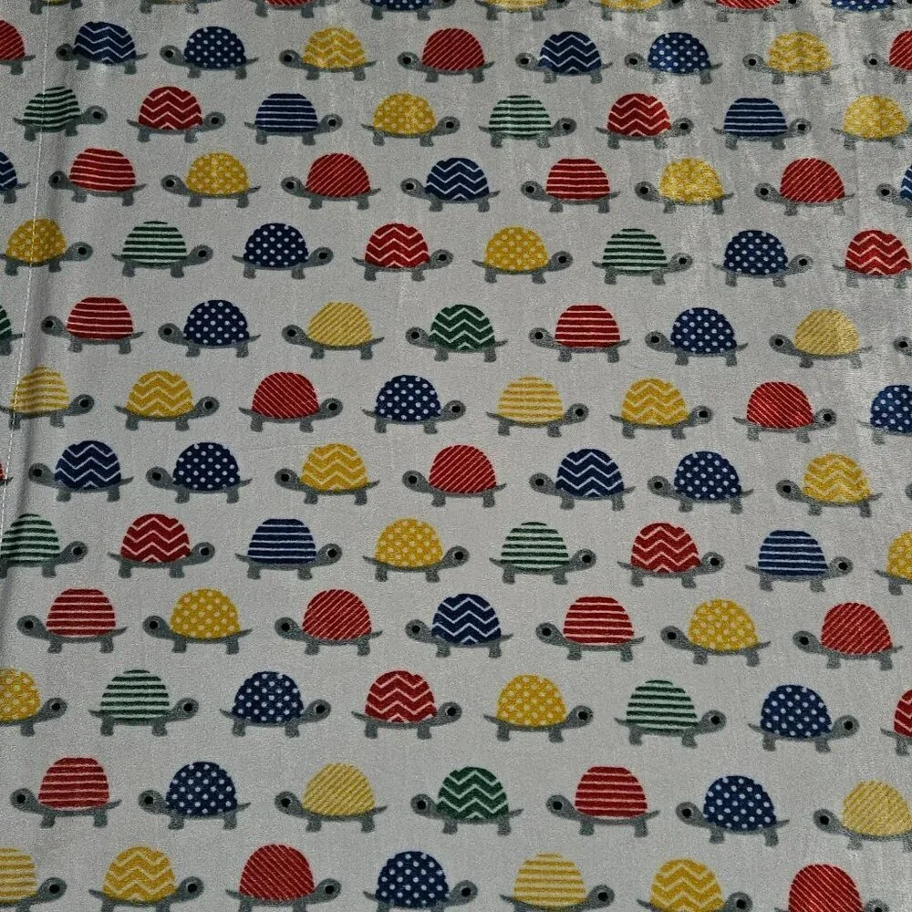 Turtle Fleece Baby Blanket RN 119741 SL Home Fashion Blue Red Yellow Green Gray